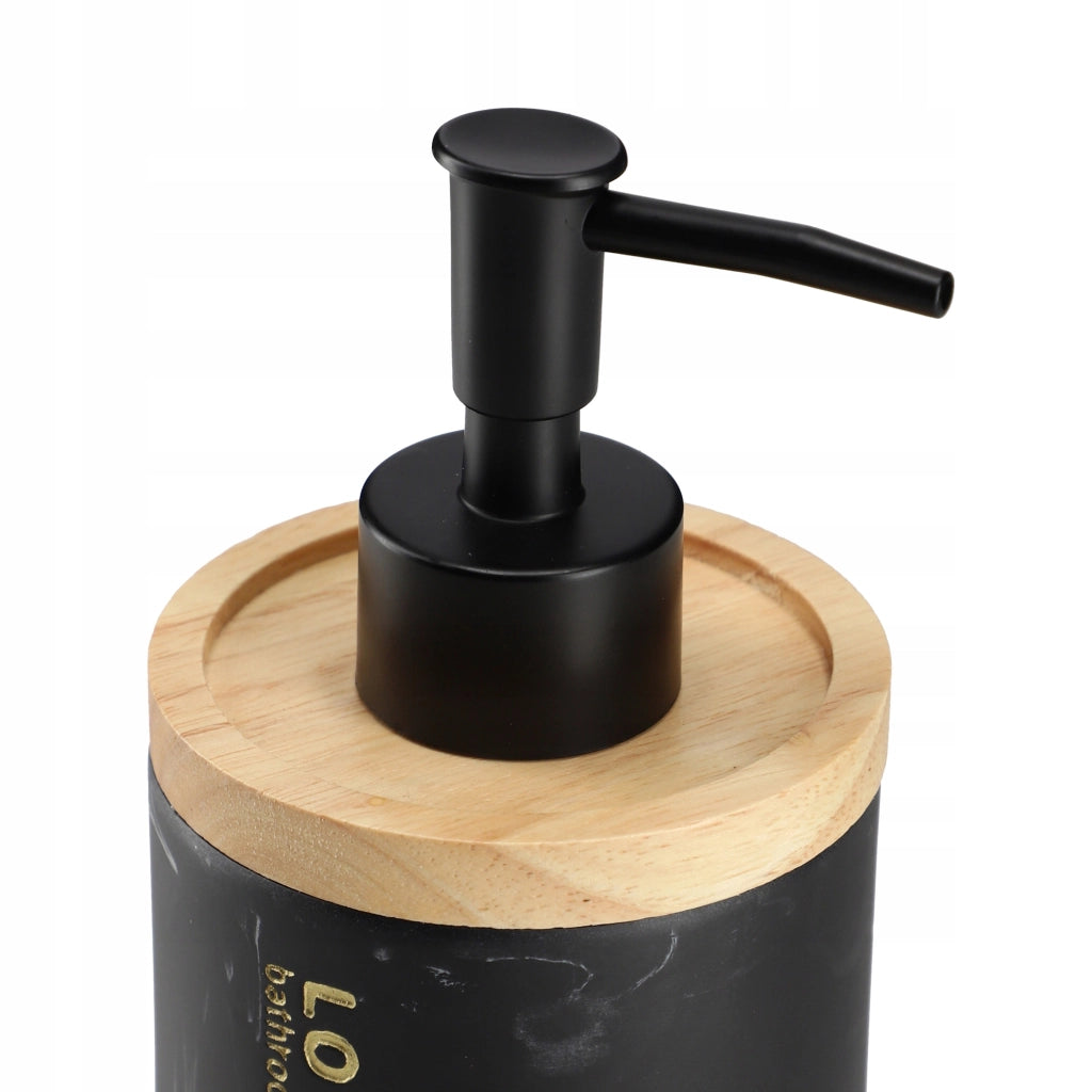 Dispenser di sapone liquido e gel KADAX da 250 ml, finitura effetto marmo nero.