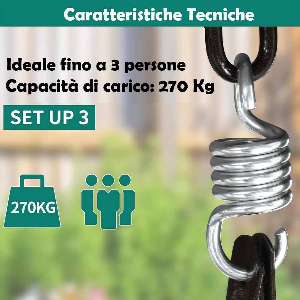 Dondolo da Giardino 3 Posti 172cm Tettuccio Regolabile Impermeabile Struttura Acciaio Beige