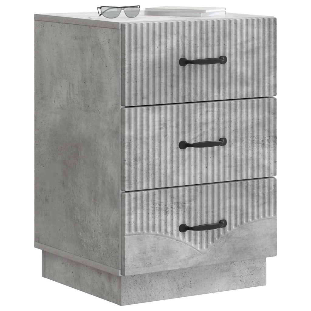 Comodino | Armadio da Notte | Mobiletto da notte con cassetto Grigio Cemento 43 x 41 x 63,5 cm