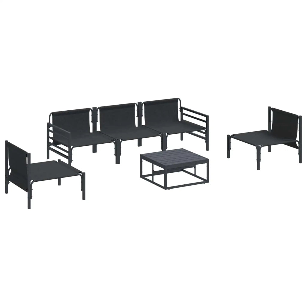 Set Divano da Giardino con cuscino 6 pcs Nero Acciaio 3378975
