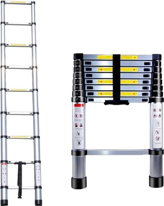 Scalino telescopico 2,6 m pieghevole - Scala multifunzionale in alluminio estendibile con carico massimo 150 kg
