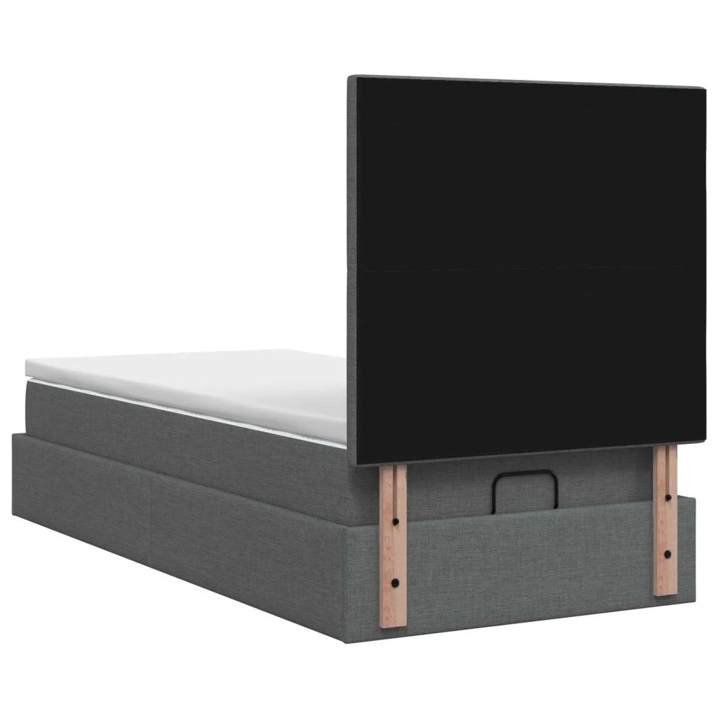 Letto Ottomano con Materasso e LED Grigio Scuro 90 x 190 cm 3458118