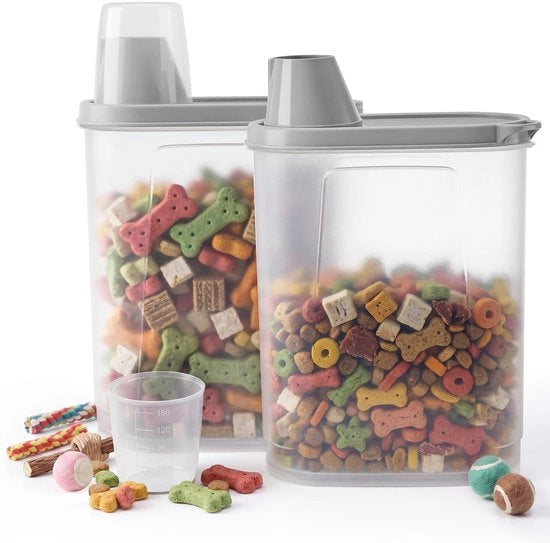 Alimentatore per cani in contenitore a chiusura ermetica - contenitore per cibo - secchio per cibo per animali - superficie antiscivolo - contenitore portatile - progetto trasparente