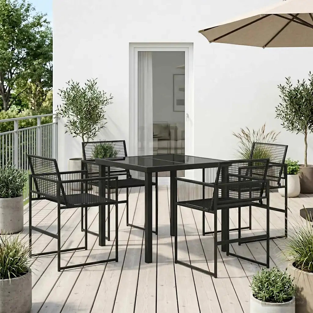 Set da Pranzo per Giardino 5 pcs Nero polyrattan 3448897
