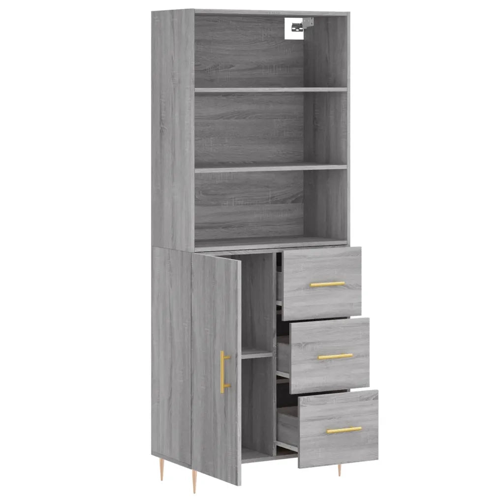 Credenza Grigio Sonoma 69,5x34x180 cm in Legno Multistrato 3189435
