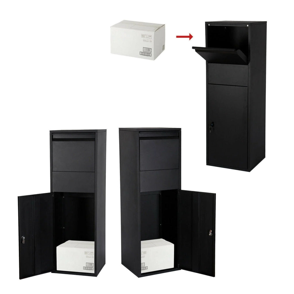Cassetta postale/cassetta postale con serratura su supporto 46 ​​x 45 x 140 cm nera 16_0000115
