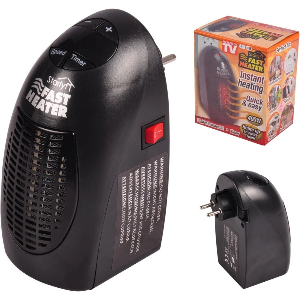 Trade Shop - Stufa Elettrica 400w Fast Heater Portatile Regolabile Da 15° A 32° Basso Consumo -