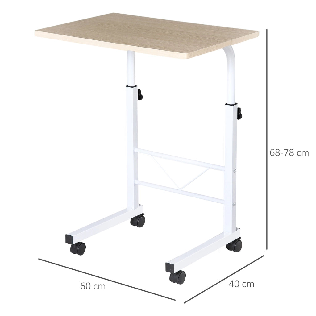 Tavolino con Ruote Regolabile ¨C Xylo ¨C Bianco 60x40x68-78cm