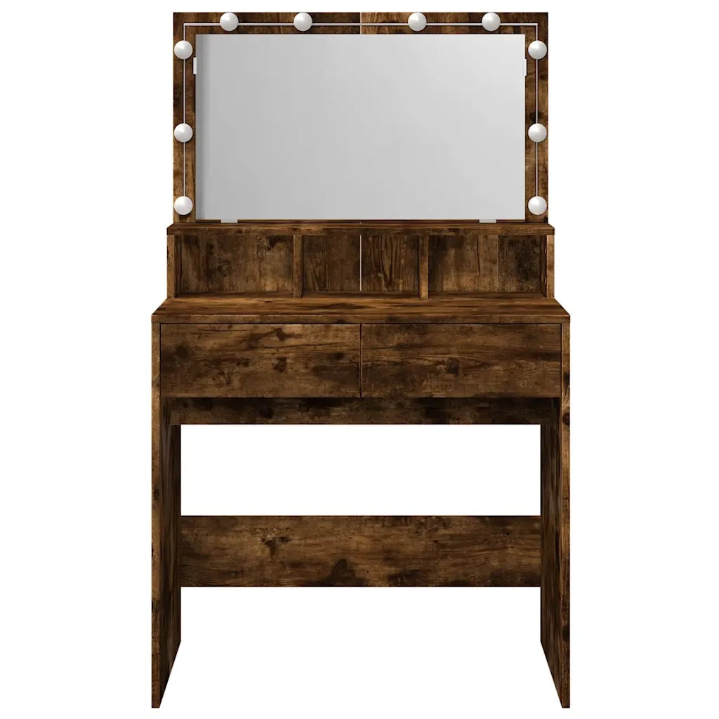 Toeletta | Tavolo da Trucco con LED Rovere Fumo 80x41x134,5 cm