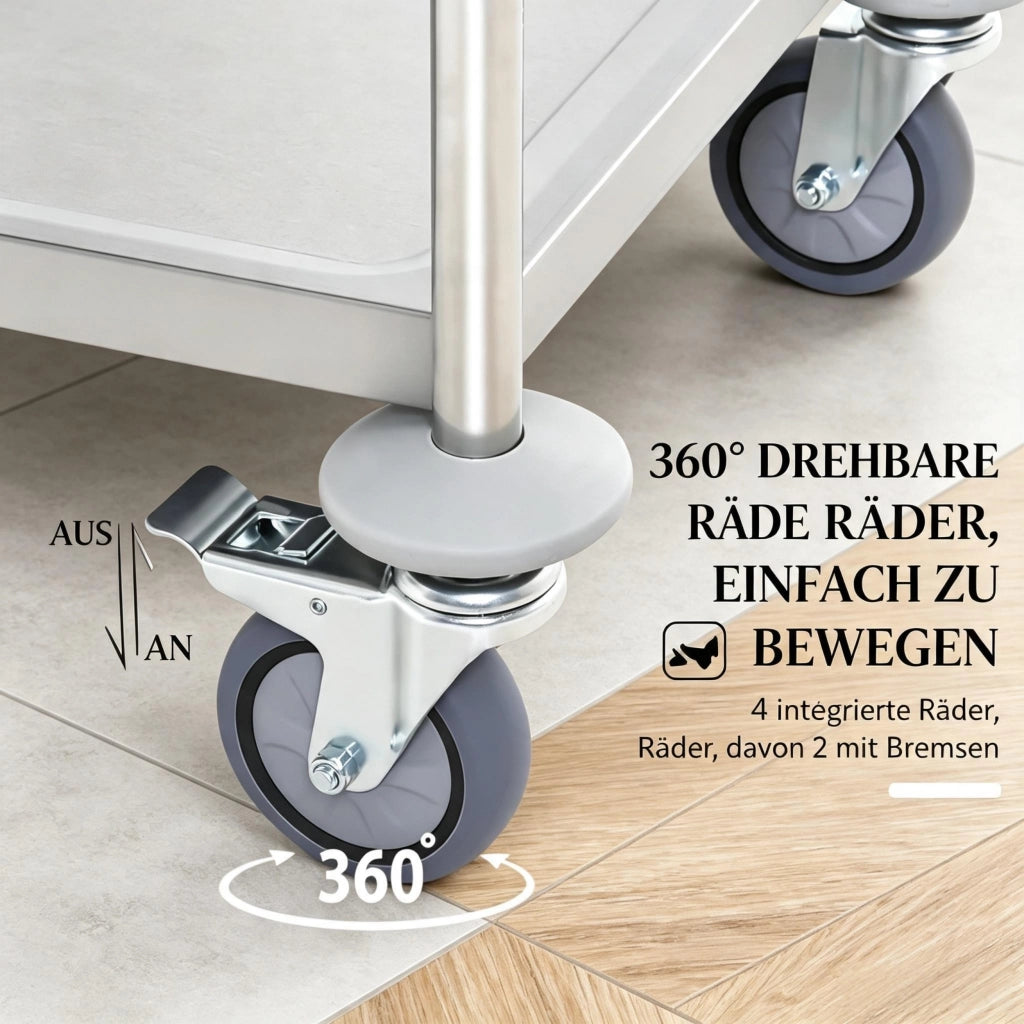 Carrello da cucina pratico, elegante carrello di servizio, robusto carrello multiuso con due ripiani
