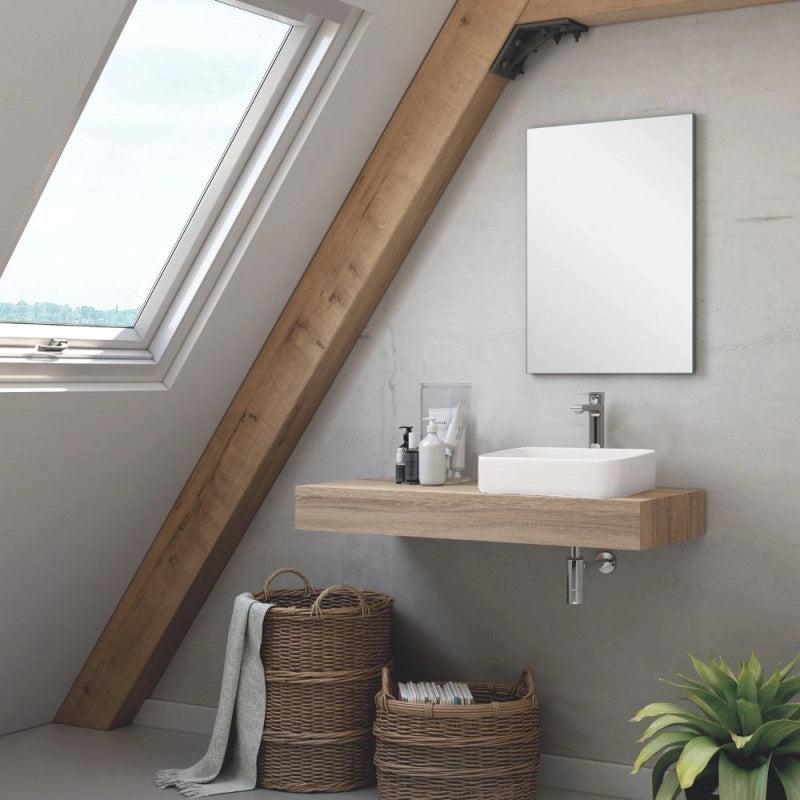 Set mensolone bagno con lavabo Ely colore rovere cambrian 120x45x12 cm.