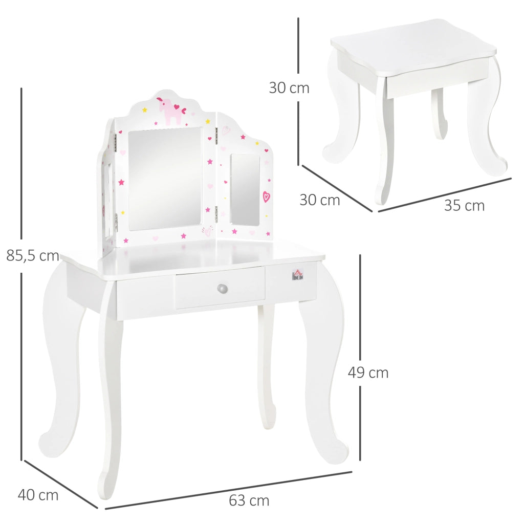 Tocador Bambini con Specchio e Cassetto ¨C zephmum ¨C Bianco
