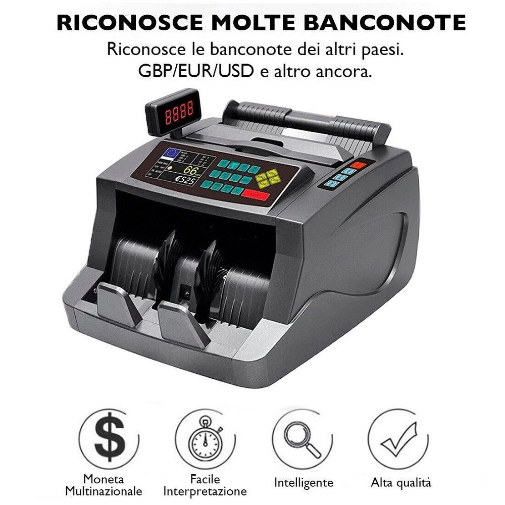 Trade Shop - Macchina Conta Banconote Automatico Multi Valuta Rivelatore Di Banconote False -