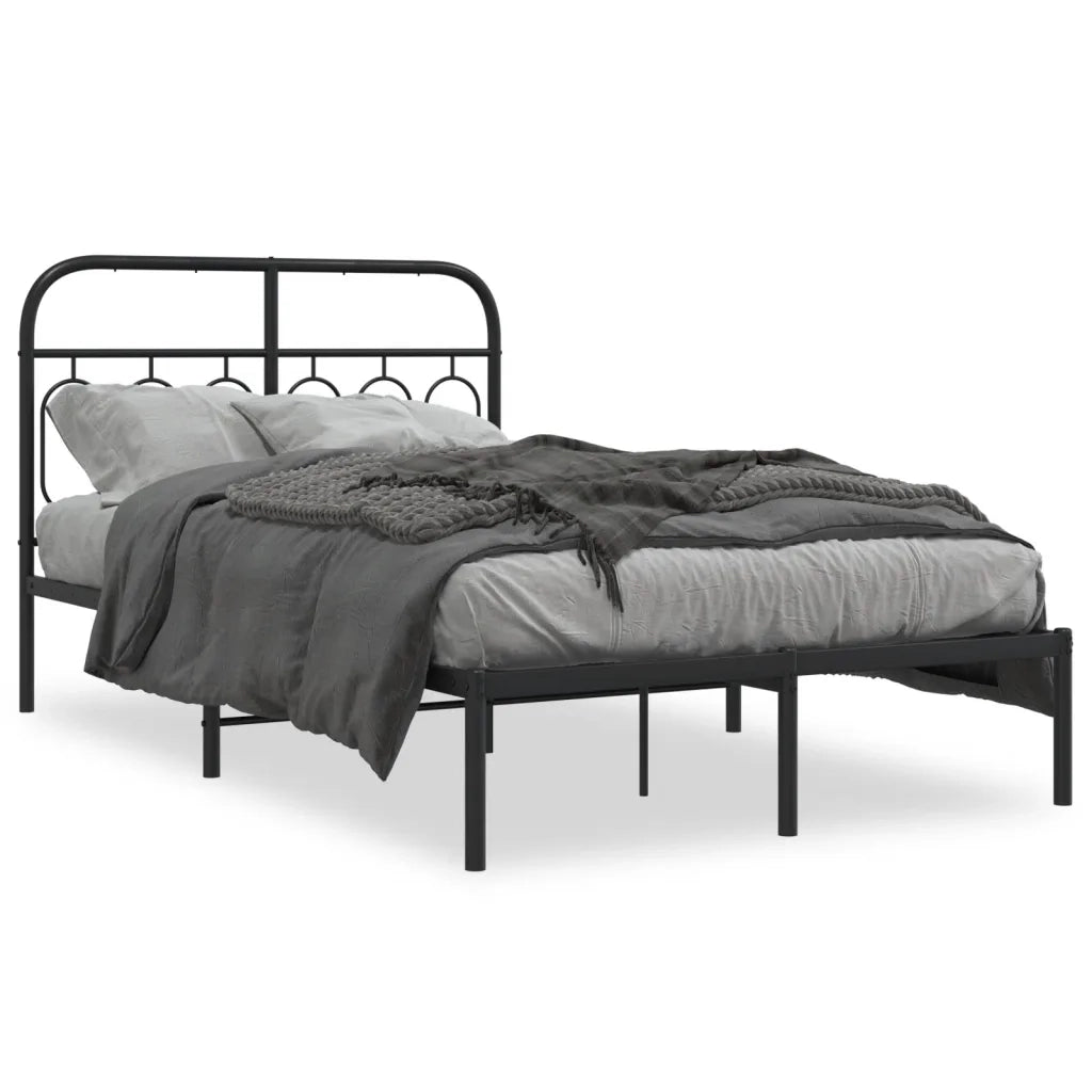 Giroletto con Testiera-Struttura Letto con testiera in Metallo Nero 120x190 cm 533293