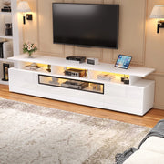 MOBILE TV 180x38x45 cm Bianco lucido con LED 2 ante 1 cassetto per TV fino a 75"