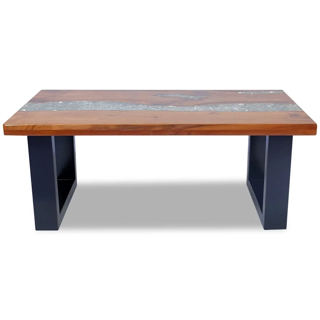 Tavolino da salotto | Tavolino da caff¨¨ | Tavolino da Soggiorno in Legno di Teak e Resina 100x50 cm