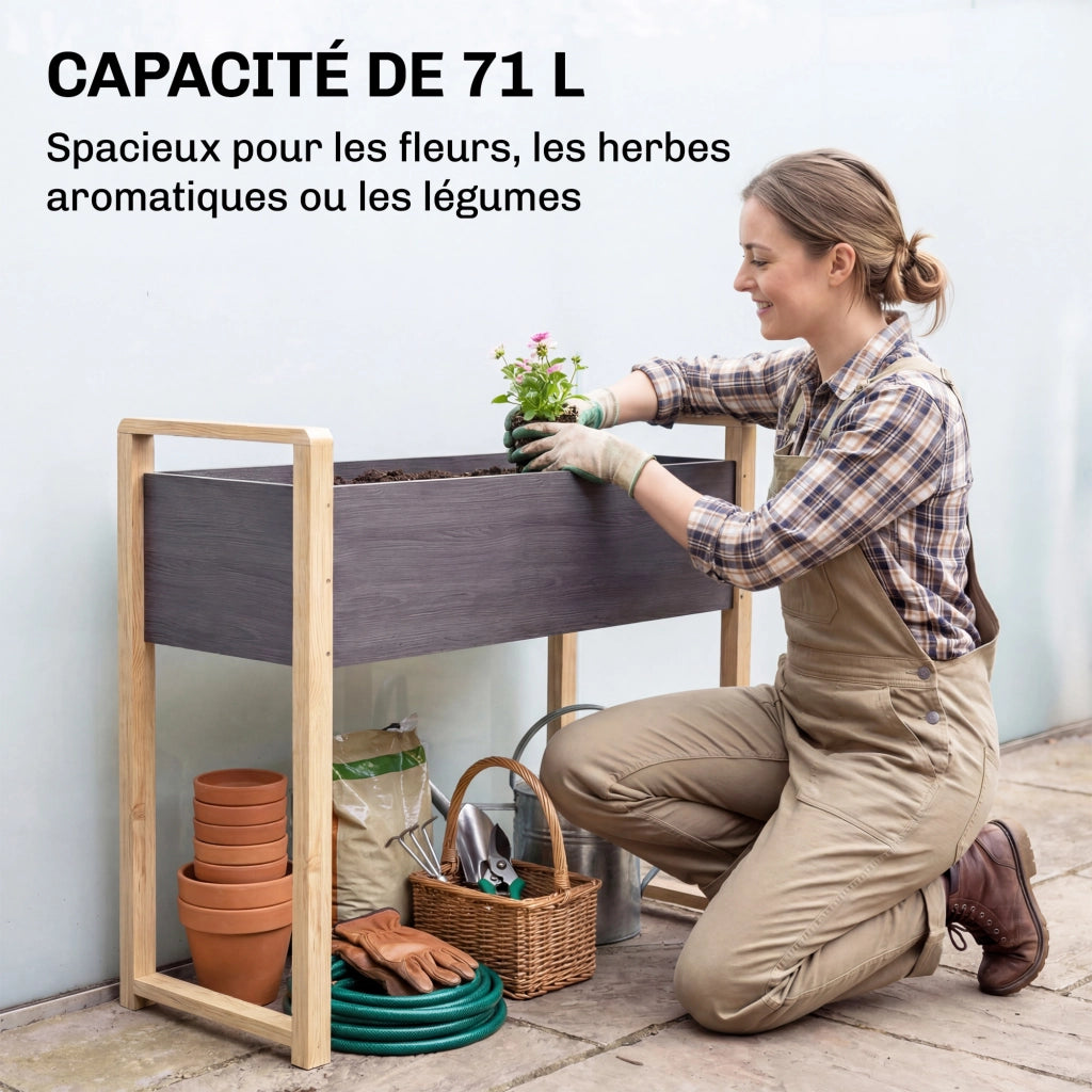 Cassone rialzato da giardino con piedini ¨C Xylo ¨C grigio, tessuto non tessuto, 98x37x90 cm