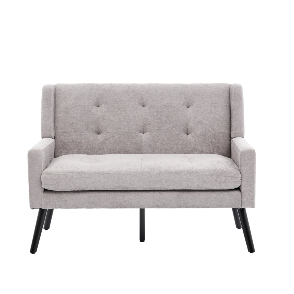 Poltrona Panca 2 Posti in Tessuto Lino ¨C MINIMAL ¨C Gambe in Legno Massello, Seduta Imbottita