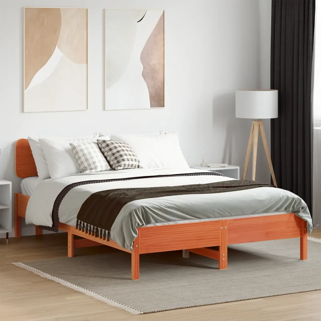 Giroletto senza Materasso-Struttura Letto Marrone Cera 120x200 cm Legno di Pino 435887