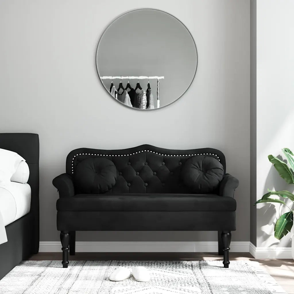 Panca con Cuscini Nera 120,5x65x75 cm Velluto CFW5259266