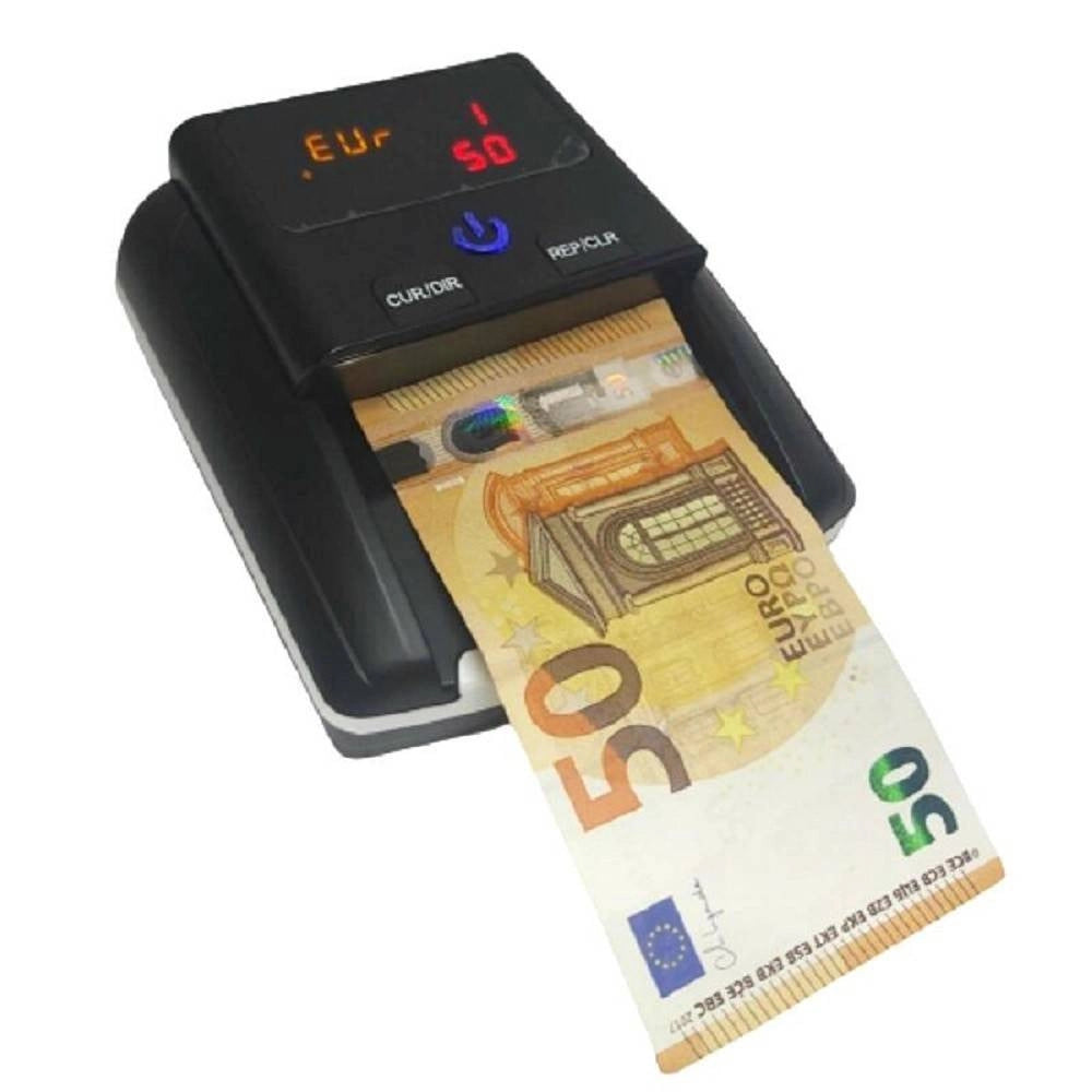 Trade Shop - Rilevatore Conta Banconote False Verifica Soldi Falsi Nero Con Batteria Al Litio -