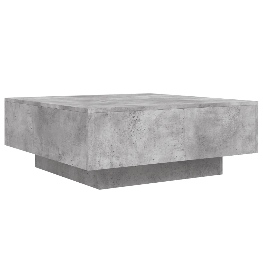 Tavolino Salotto-Tavolino da soggiorno-Tavolo Grigio Cemento 80x80x31 cm Legno Multistrato