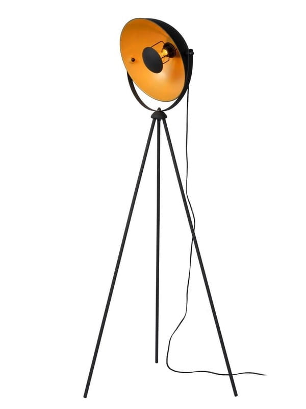 Lampada da terra Lucide Alvaro treppiede E27 40W nero oro