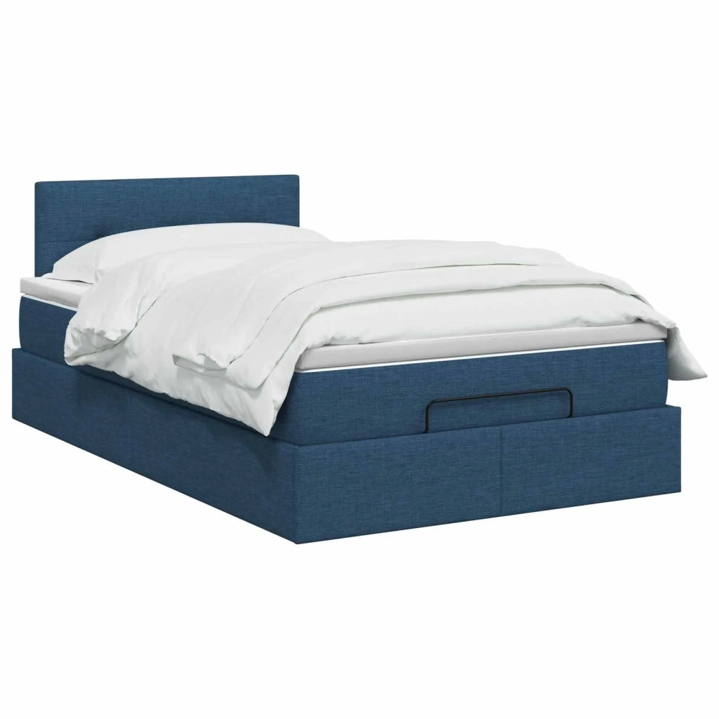 Letto Ottomano con Materasso e LED Blu 120 x 200 cm Tessuto 3456904