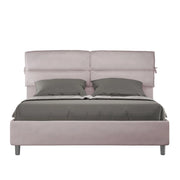 BS COM Letto matrimoniale con rete imbottito 160x190 microfibra glicine