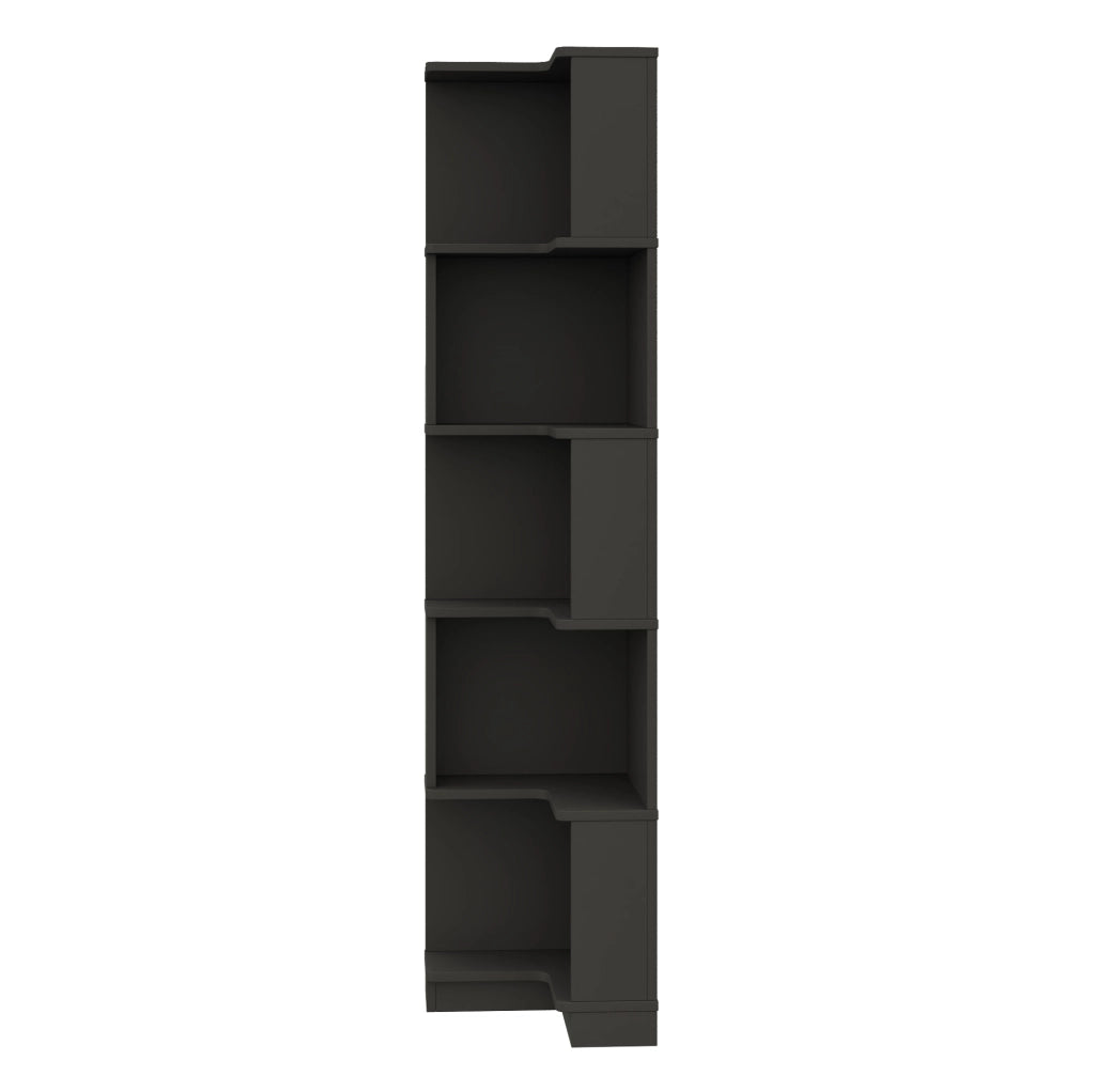 Libreria angolare 63.5x45x175 cm con luci LED a colore variabile; 5 ripiani in MDF nero