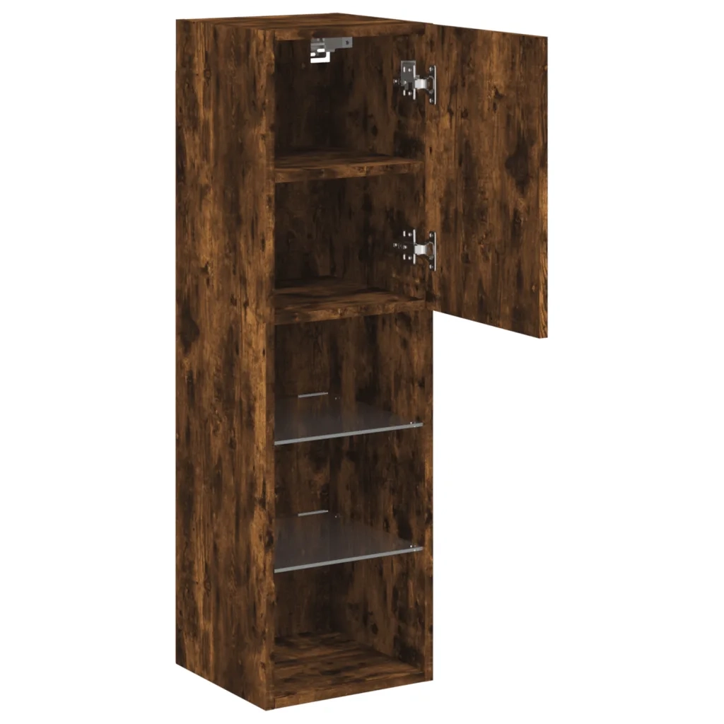 Mobile TV con Luci LED-Credenza TV-Console TV Rovere Fumo 30,5x30x102 cm