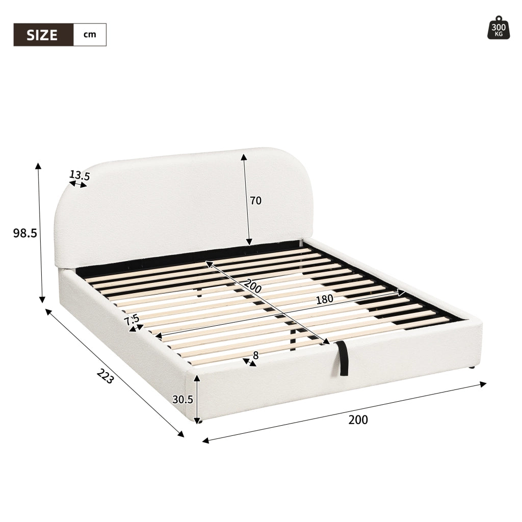 letto imbottito bouclé beige 180 x 200 cm