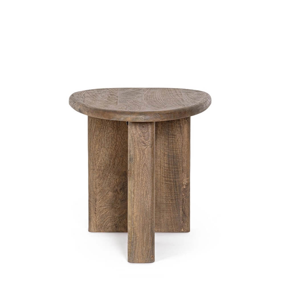 Tavolino in Legno di Mango Piano Ovale Finitura Naturale - ENIGMA