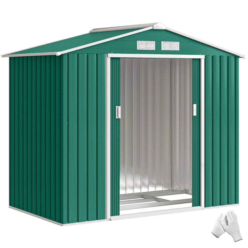 Casetta da Giardino in Lamiera con Porte Scorrevoli ¨C Minimal ¨C Verde 213x130x185cm
