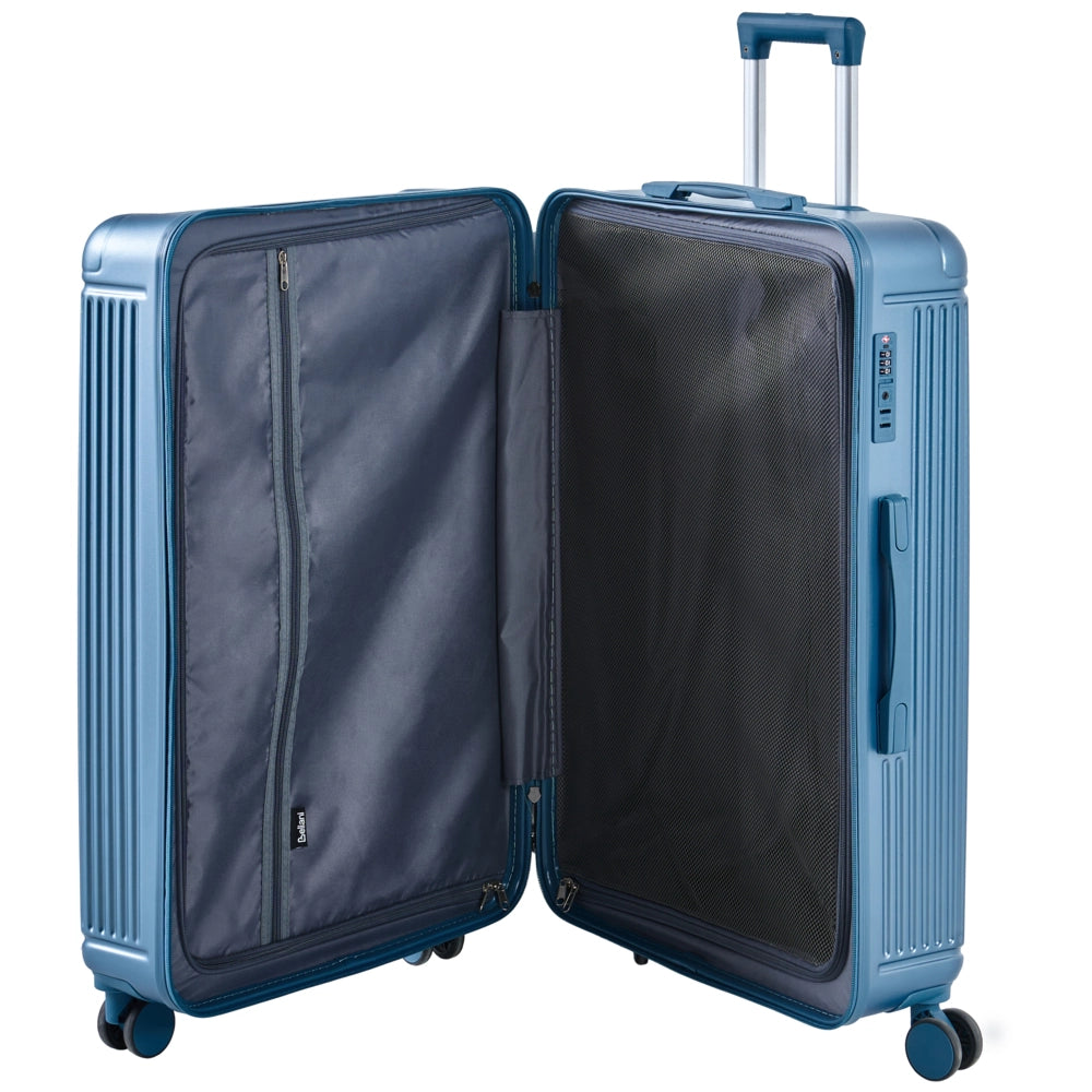 Set di 3 valigie blu in materiale sintetico con ruote silenziose in ferro e cerniera antifurto 3 misure Lucchetto TSA Comodità