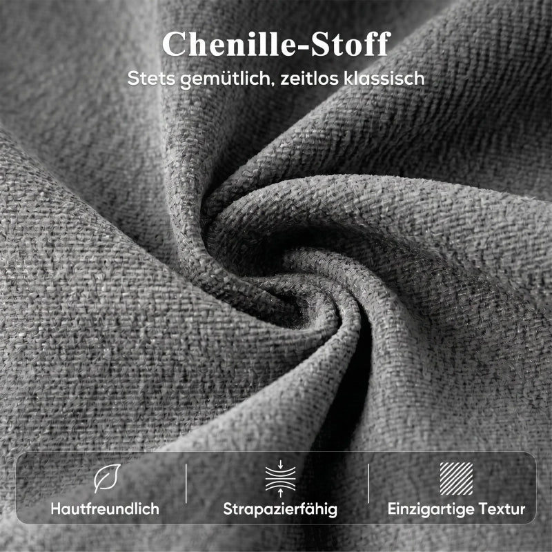 Poltrona reclinabile elettrica con telecomando e tasche laterali, Chenille, Legno, Grigio scuro