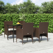 Set da Pranzo da Giardino 5 pz con Cuscini Marrone e Nero 3156628