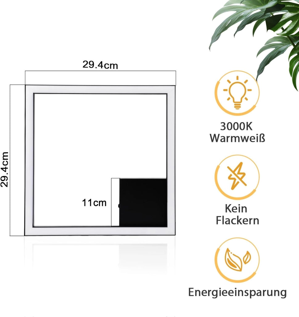 ZMH Lampada da soffitto plafoniera LED moderna quadrata nera 3000K per soggiorno cucina