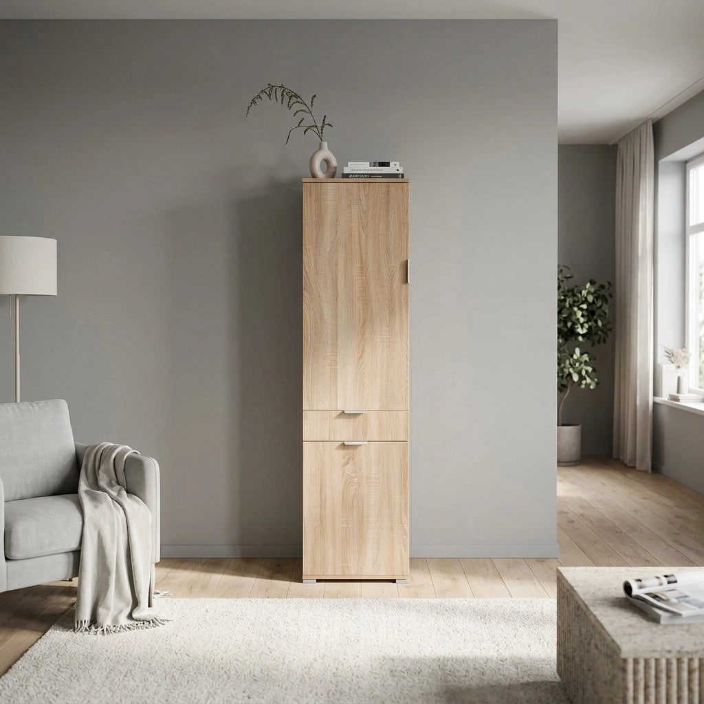 Armadio con 2 ante e un cassetto in Legno Composito cm 45x38x174 - GREIG