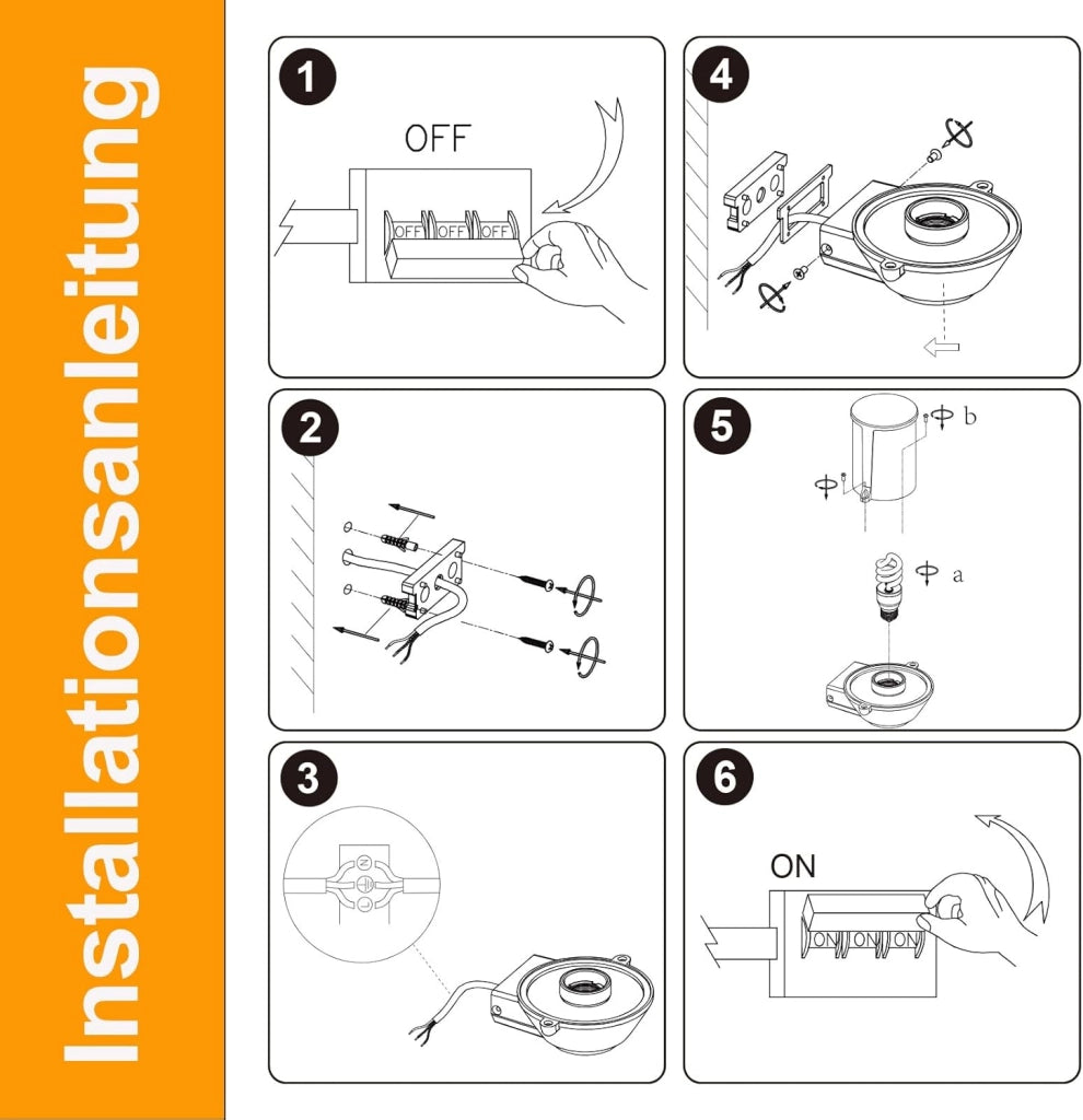 ZMH Lampada da Esterno Interno E27 Max 40W Nero per Terrazza Balcone/Parete Giardino Senza Lampadina
