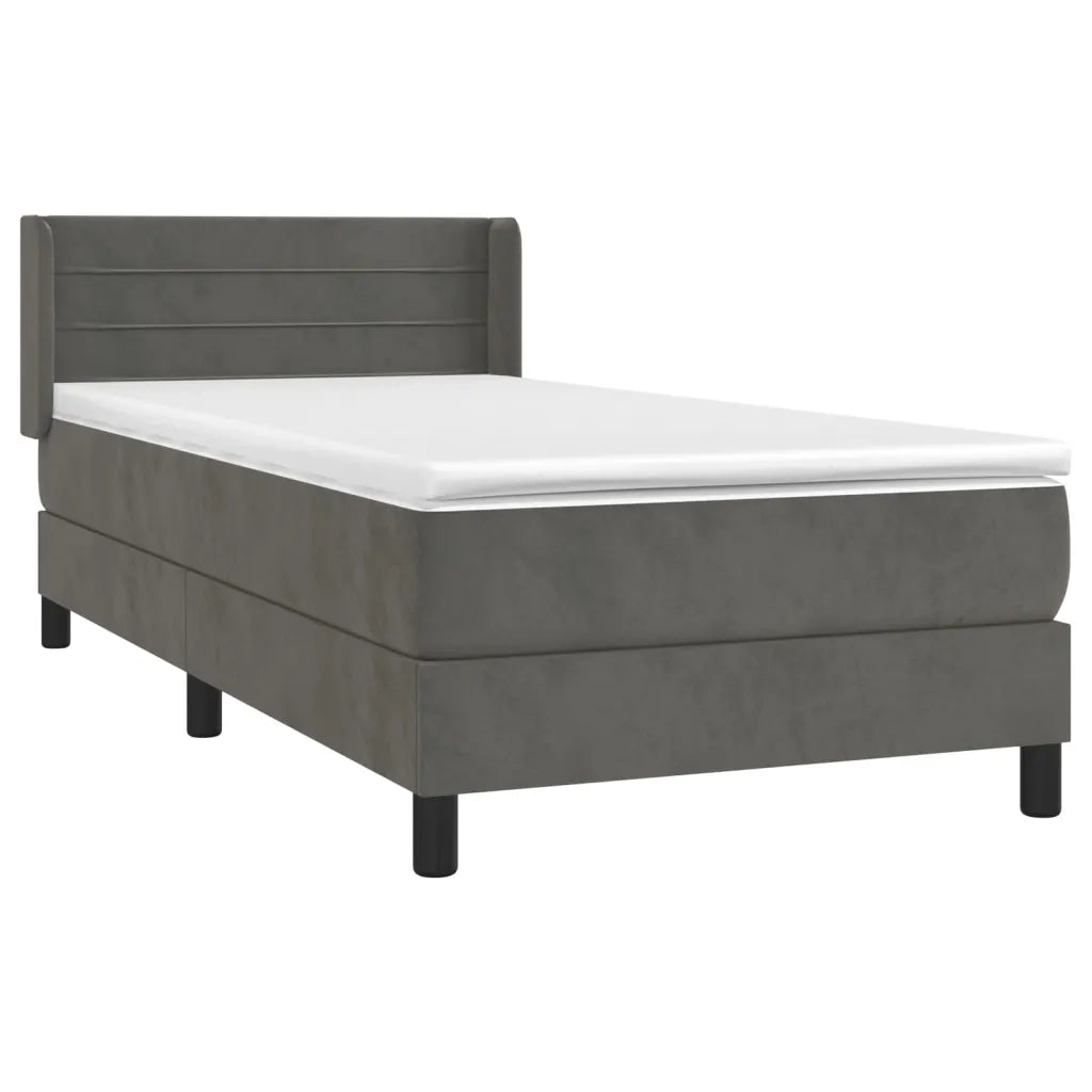 Giroletto a Molle con Materasso-Struttura Letto Grigio Scuro 90x200 cm Velluto 670436