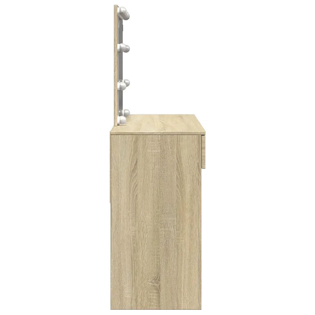 Toeletta | Tavolo da Trucco con LED Rovere Sonoma 100x40x130 cm