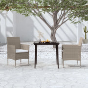 Set da Pranzo da Giardino 3 pz con Cuscini Beige e Nero 3099317