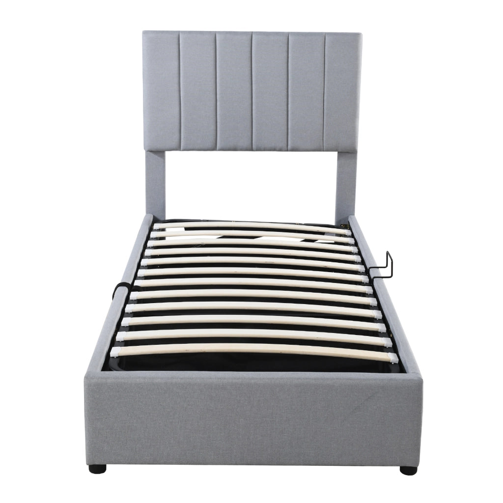LETTO Contenitore Idraulico 90x200 cm Imbottito Grigio