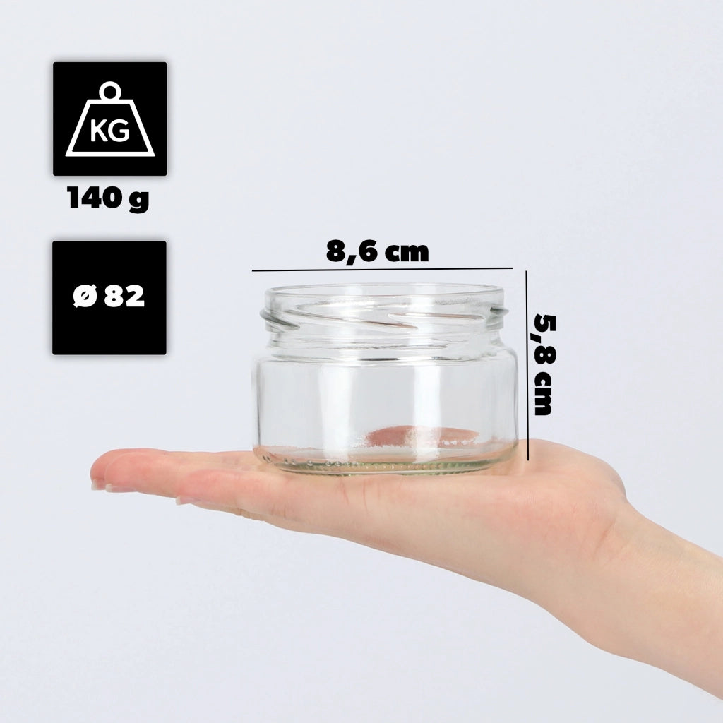 KADAX Barattoli di vetro Denia 250ml 50 pezzi 82mm + coperchio "Vaso con miele"