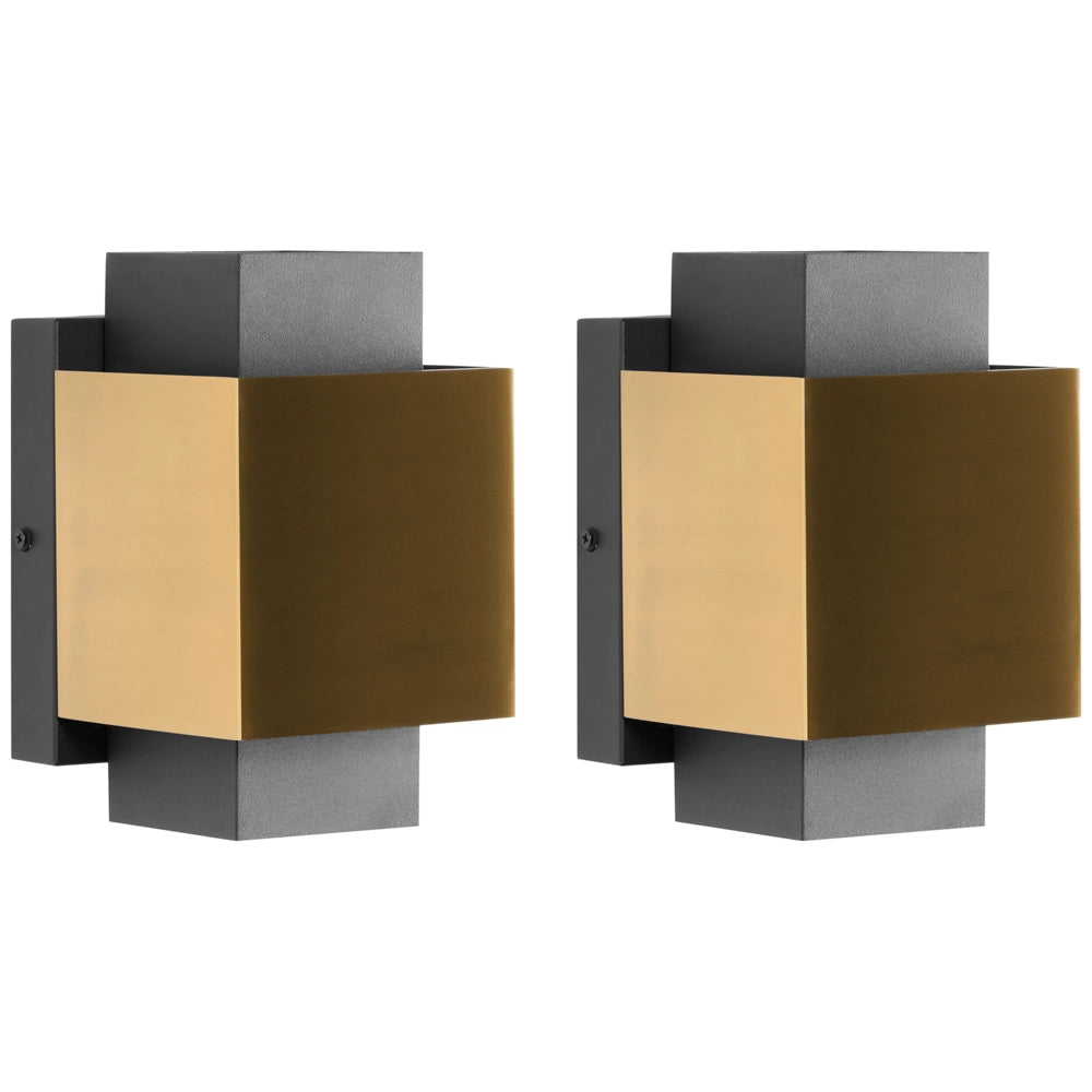 Set di 2 applique da esterno a LED in metallo, stile tradizionale, per porta d'ingresso e veranda, finitura ottone