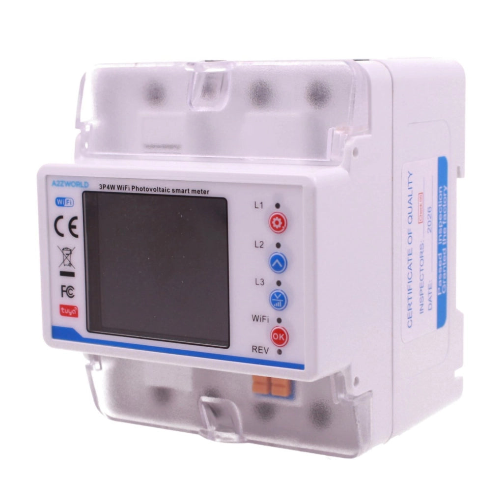Contatore Trifase WiFi 100A 4P/4M 230V AC, Potenza Consumi e Temperatura