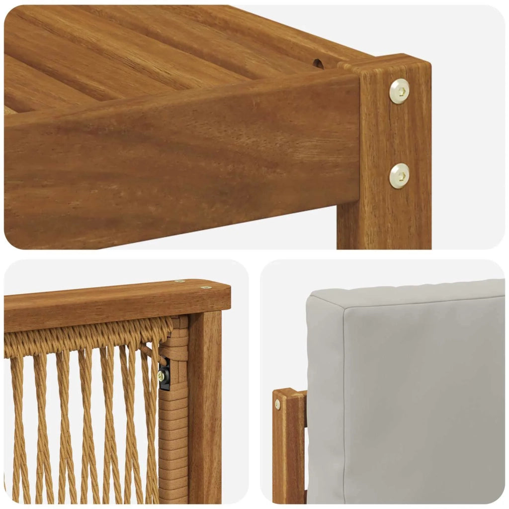 Set di divani da esterno 7 pz Naturale e Grigio Chiaro 3385377