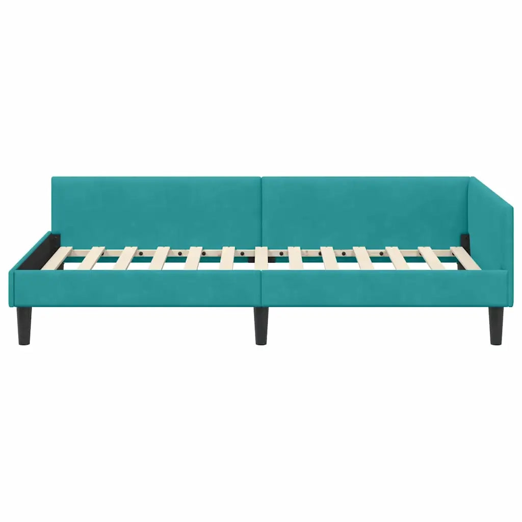 Cornice del letto ad angolo Turchese 100 cm x 200 cm Velluto 42016172