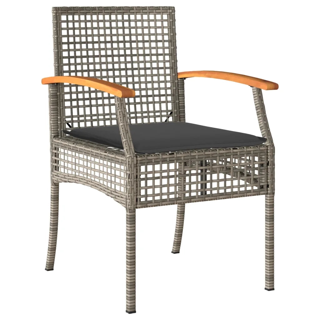Set da Pranzo da Giardino 7 pz con Cuscini in Polyrattan Grigio